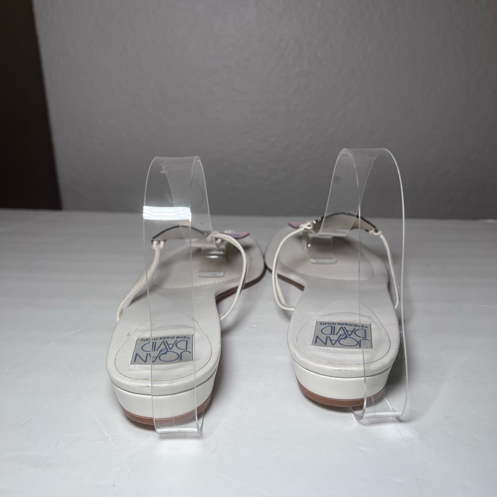 Joan & David Multicolor Geometric Mosaic Embellished White Thong Sandals - Picture 8 of 11